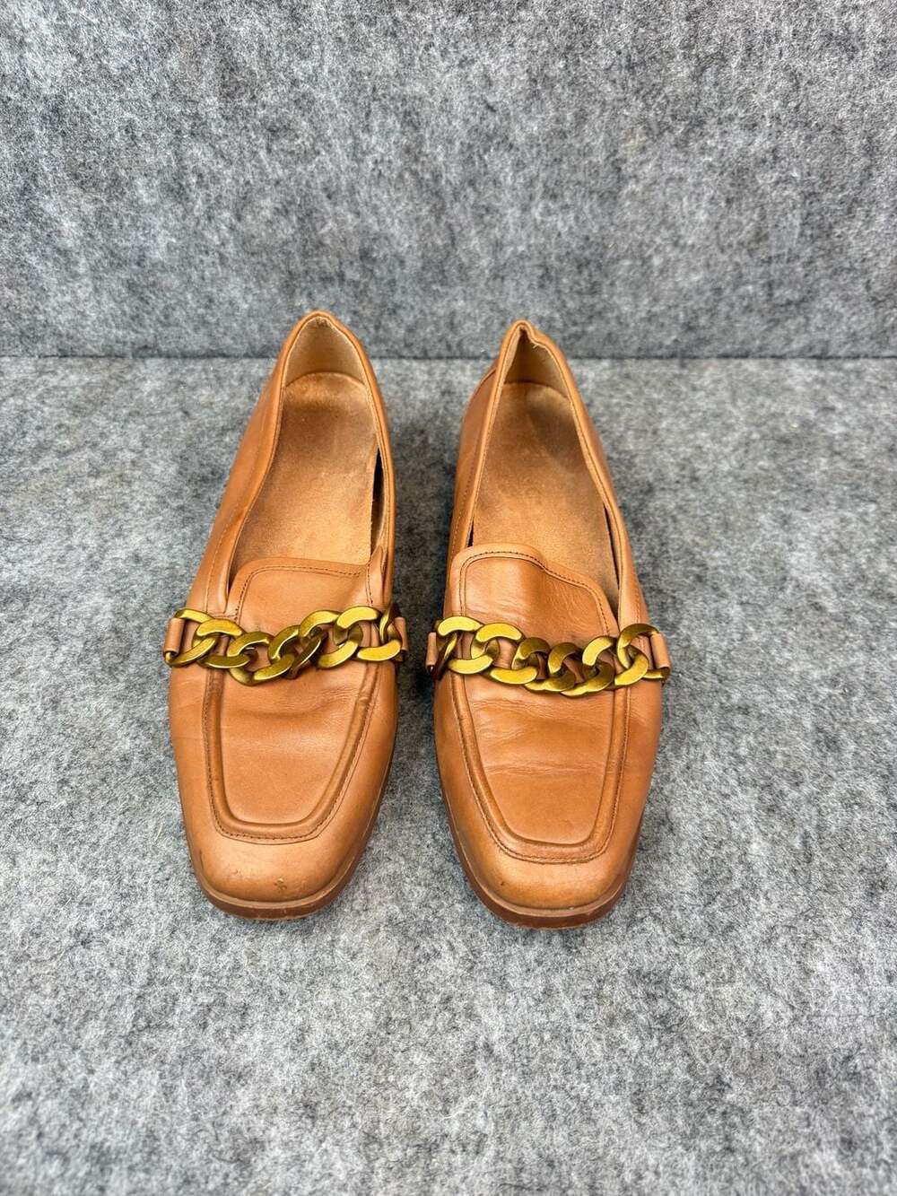 Vionic Mizelle Loafers Size 8.5 Monks Robe Brown Leather Chain Link